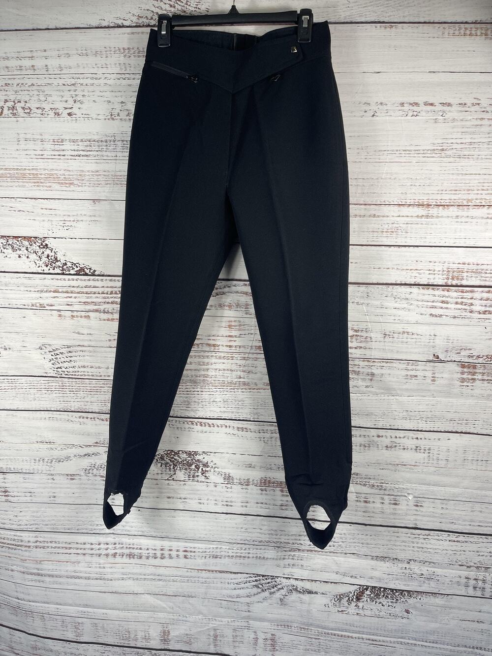 Vintage Obermeyer Pts Women's Size 10L Black Ski Stirrup Wool Made in Japan 90's